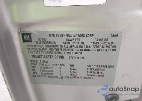 2007 Chevrolet Trailblazer Ls z USA, uszkodzony, nr VIN 1GNDS13S572106190